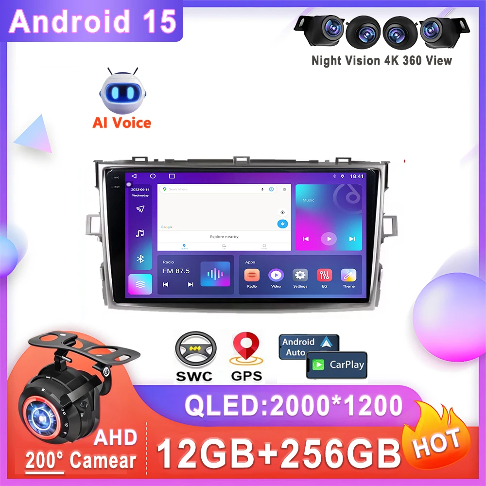 

Android 15 For Toyota Verso EZ E'Z Car Multimedia Player Auto Radio Navigation Head Unit Screen GPS Dash Cam QLED Screen 5G BT