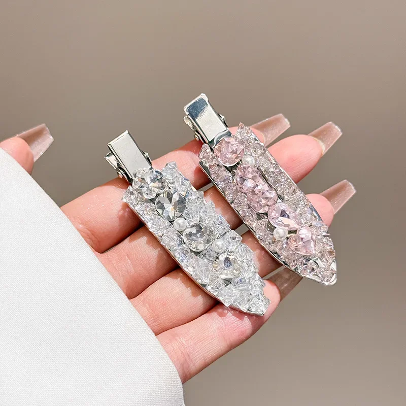 Licht Luxus Bling Bling Kristall Schaufel Haar Clip High-end-frauen Pony Seite Clip Süße Spurlose Haarnadel Mädchen haar Zubehör