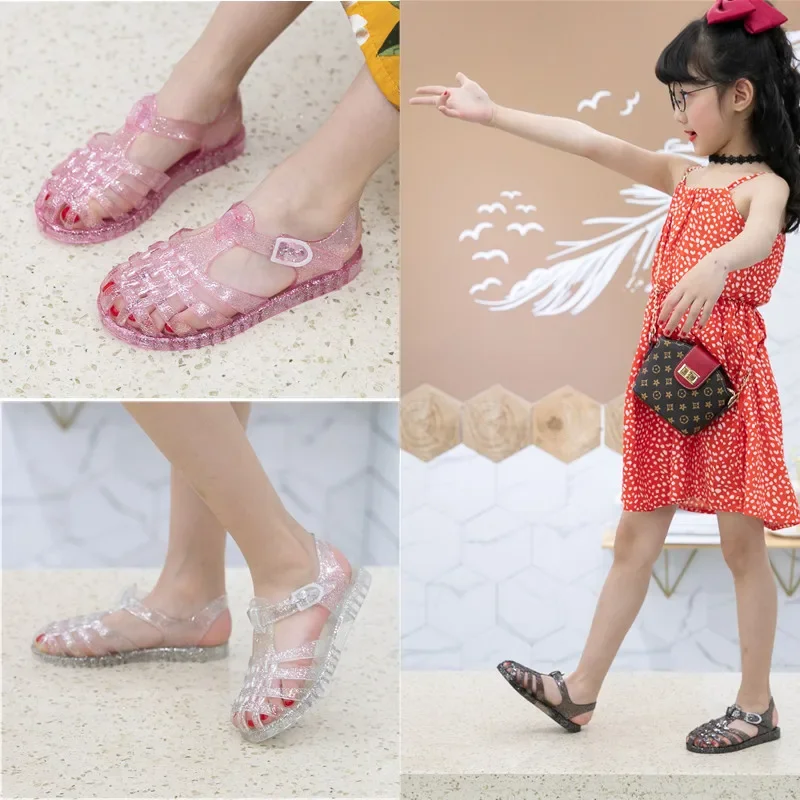 

Children Shoes Fashion Versatile Soft Soled Crystal Jelly Shoes Lovely Girls Princess Party Shoes Summer Antiskid Beach Sandals