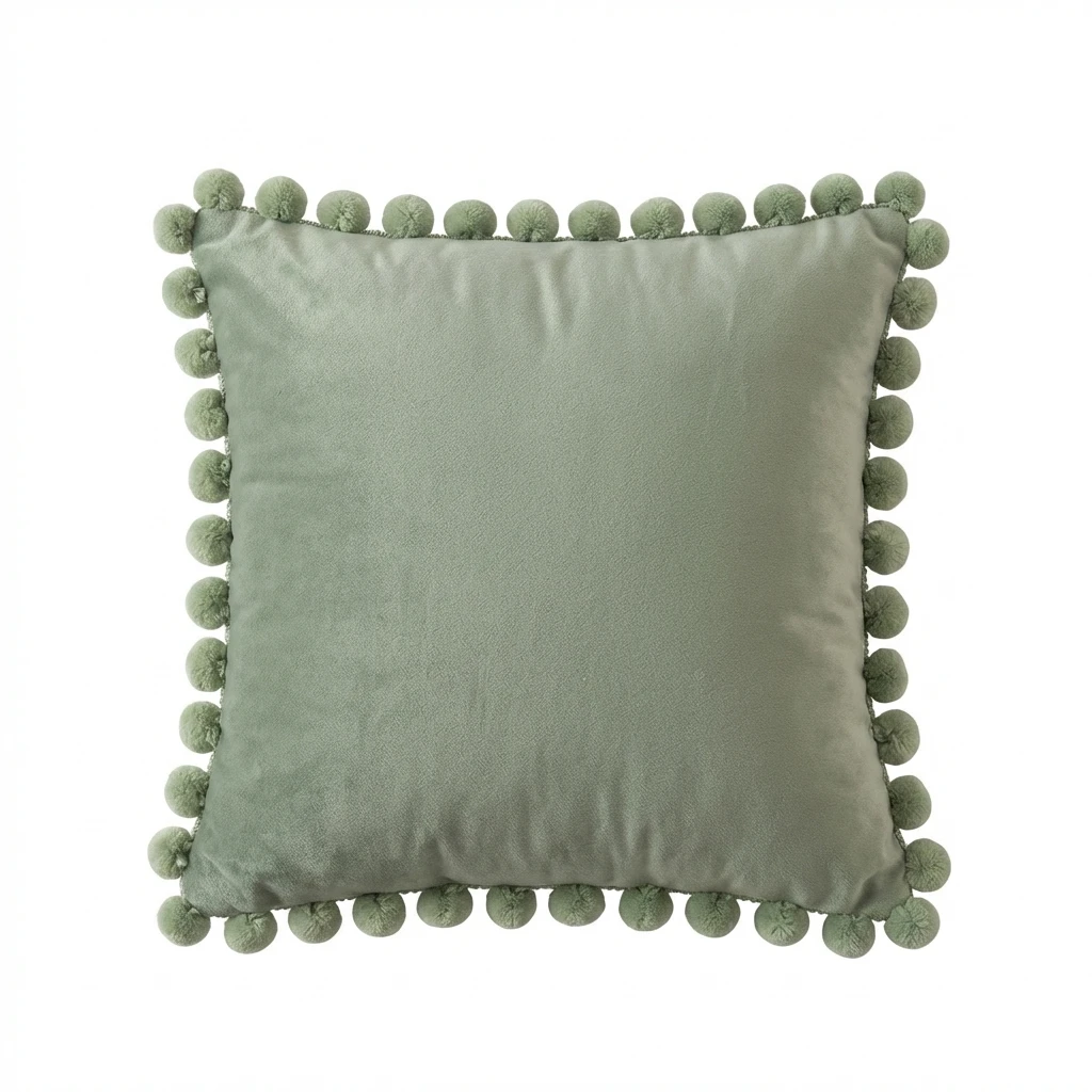 Luxury Velvet Solid Pillow Cover, Ruffle Trim Decorative Cushion Case for Sofa Bedroom Home Pillowcase 45x45cm