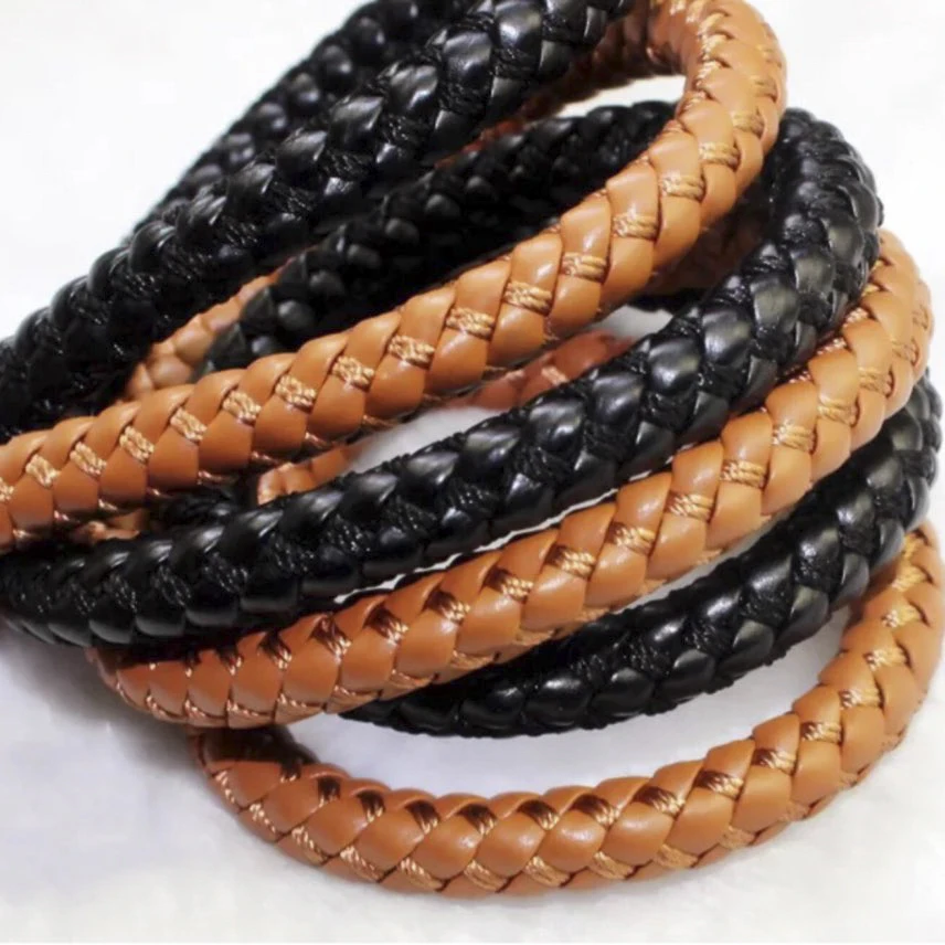 REGELIN 2 metry 8mm okrągła pleciona skóra PU bransoletka ustalenia PU skórzany sznur sznurek naszyjnik DIY bransoletka Making