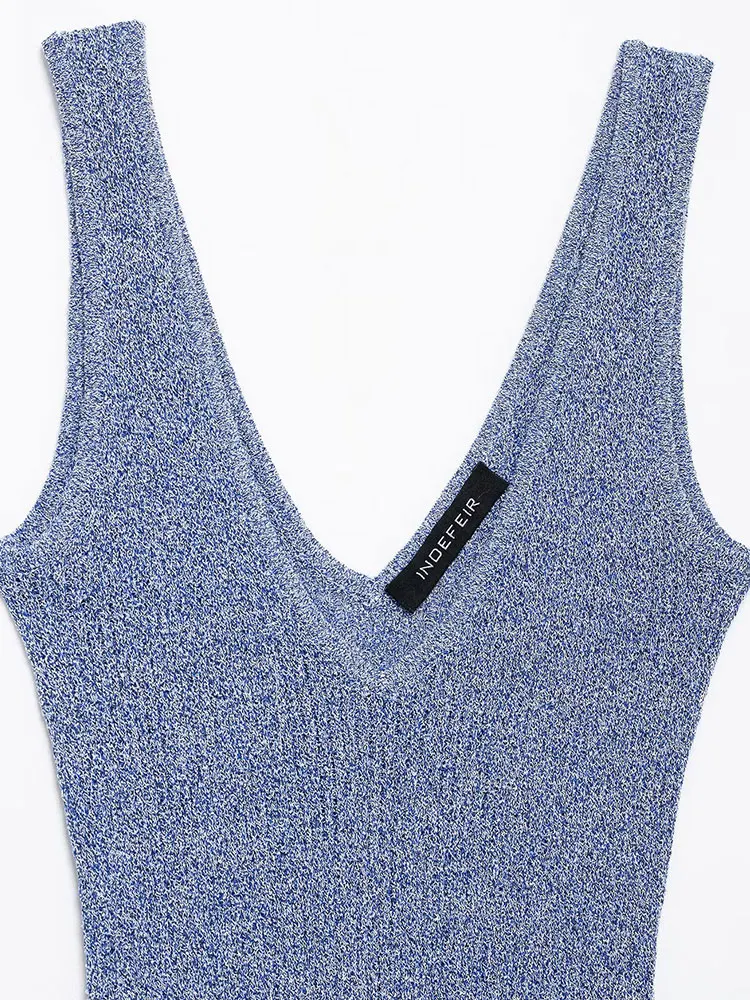 섹시하고 시크한 여성용 솔리드 미디 드레스, 홀터 슬리브리스 니트 롱 드레스, 2025 여름 패션 시크 여성 드레스