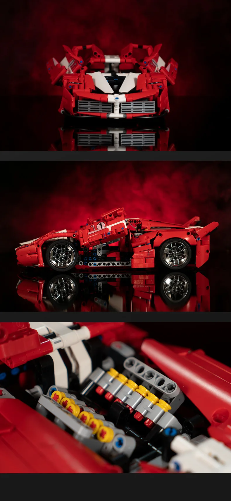 Technisches 1:14 Maßstab Rennmodell Baustein Italia Horse Fxx K Supersportwagen Fahrzeug Super Sportwagen Spielzeug Sammlerstück für Geschenke – Detail 11