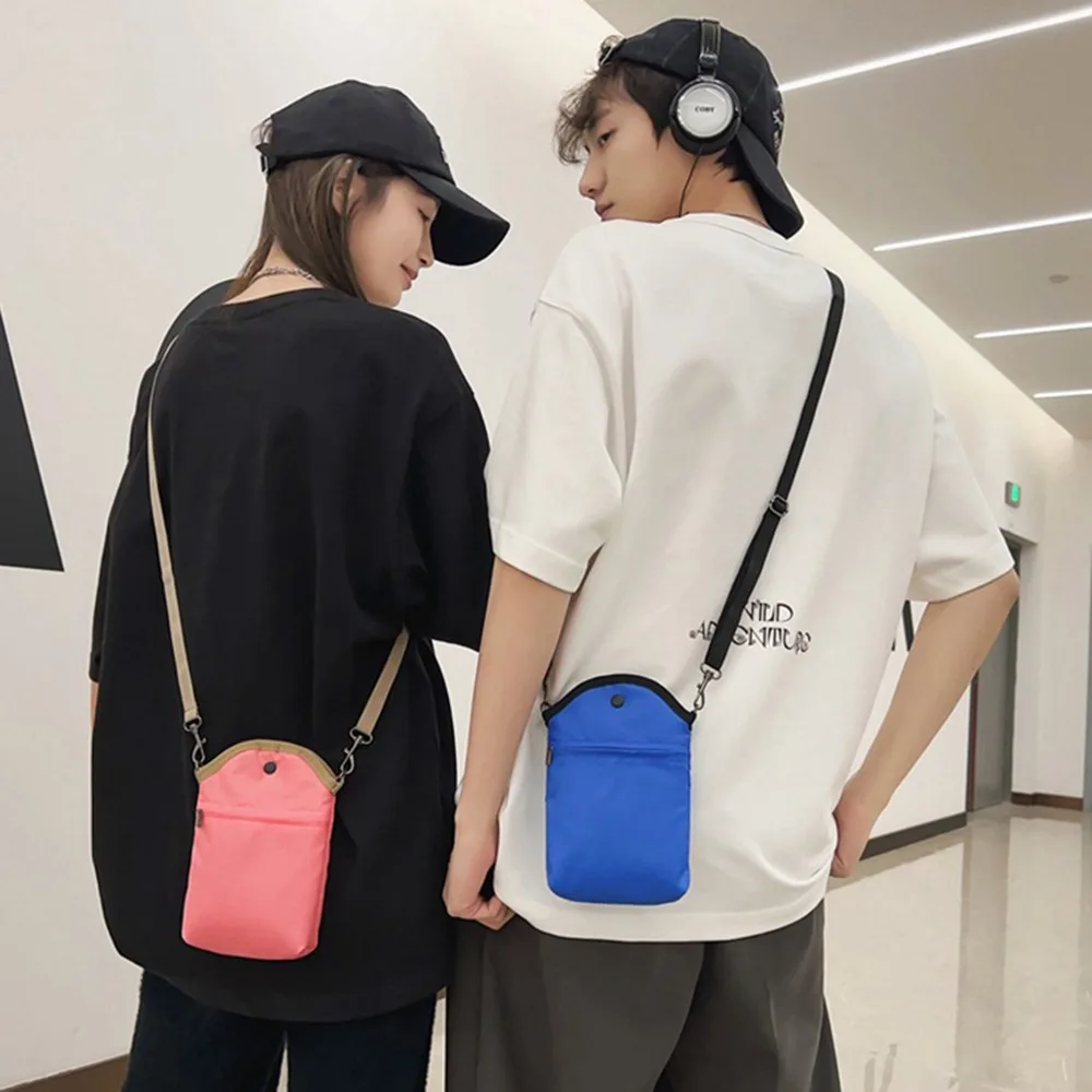 Casual NYLON กระเป๋าสะพายข้างความจุขนาดใหญ่ปรับสายมินิสแควร์กระเป๋าสไตล์ญี่ปุ่นไหล่เดี่ยวกระเป๋าโทรศัพท์มือถือ