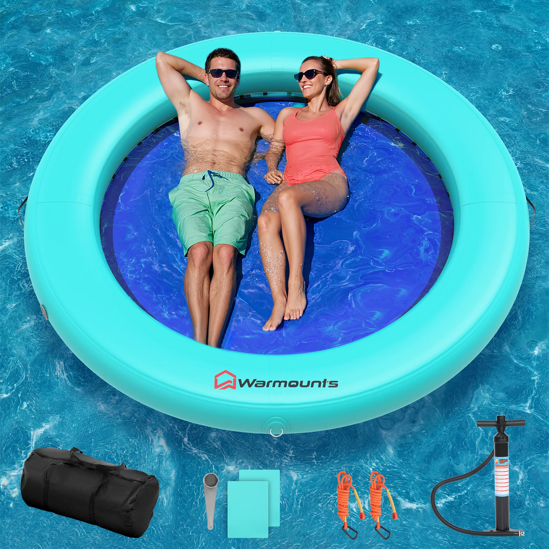

Floating Ring Inflatable Water Hammock River Floats Lake Raft for Adults Tanning Pool Lounger Float Island Platform Pad Mat