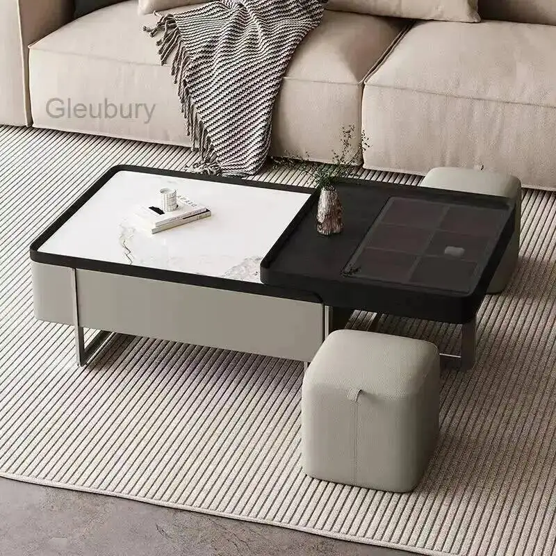

Modern Italian Table Coffee Luxury Trendy Minimalist Premium Coffee Table Drawers Living Room Table Basse Design Furniture