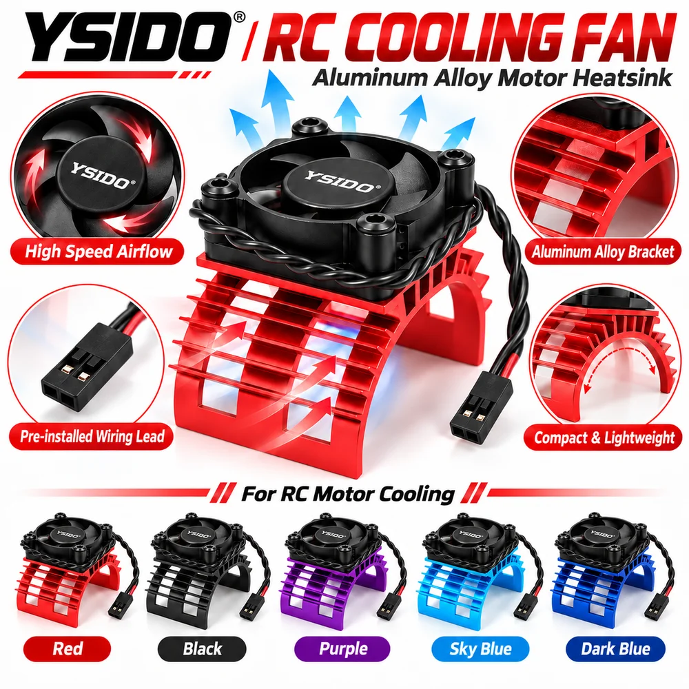 YSIDO RC Car 540 550 3650 3660 3665 Brushless Electric Motor Cover HeatSink Cooling Fan for Wltoys 124017 124016 Parts gallery 4