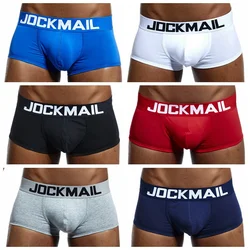 JOCKMAIL 고품질 코튼 남성 속옷, 로우웨이스트 플러스 사이즈 복서 반바지, 단색 벨트, 남성 속옷, 트렁크 패션