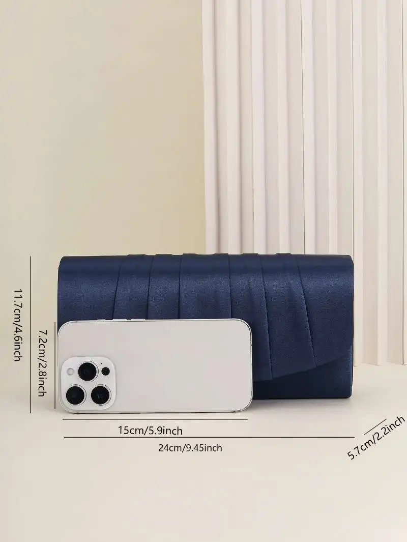 Damen-Dinner-Tasche, plissiert, einfarbig, Clutch, Party, Abendessen, Hochzeit, leicht, luxuriös, Umschlag, Abendtasche für Abschlussball, Abendessen/Bankett – Detail 29