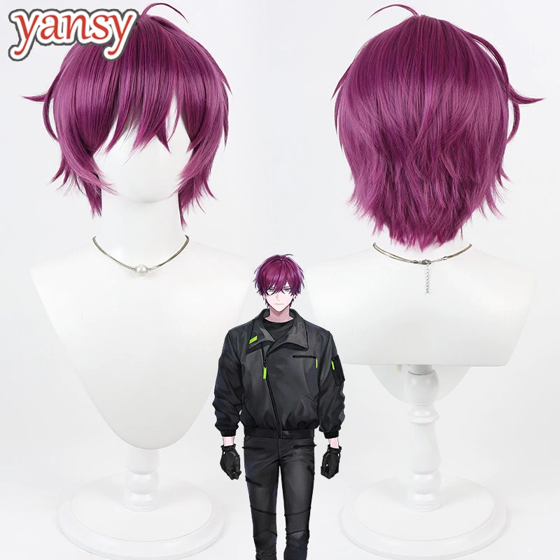 

Yansywig Synthetic Hair Tomose Onda Cosplay Wigs Break My Case Tomose Onda 30cm Short Straight Wine Red Men Wig Heat Resistant