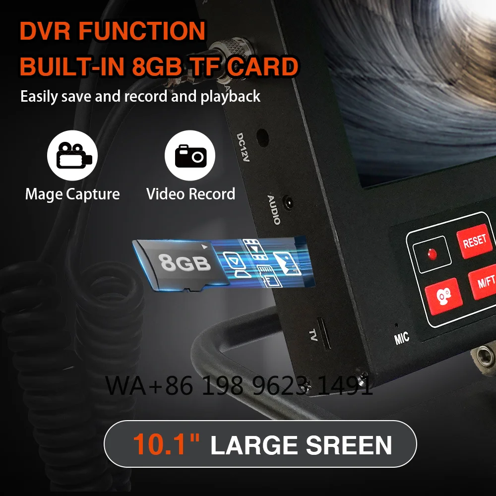 40M Long Cable IP68 Waterproof Pipeline Inspection  23mm Industrial Lens 10.1inch LCD Screen Built-in DVR Sewer Drain Undergroun