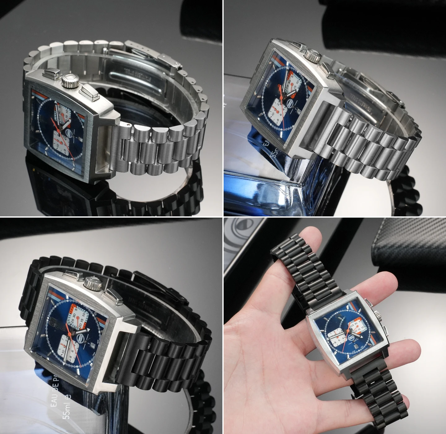 22mm 20mm pulseira de aço inoxidável de alta qualidade prata preto sólido links pulseira apto para tag heuer carrera f1 pulseiras de relógio masculino