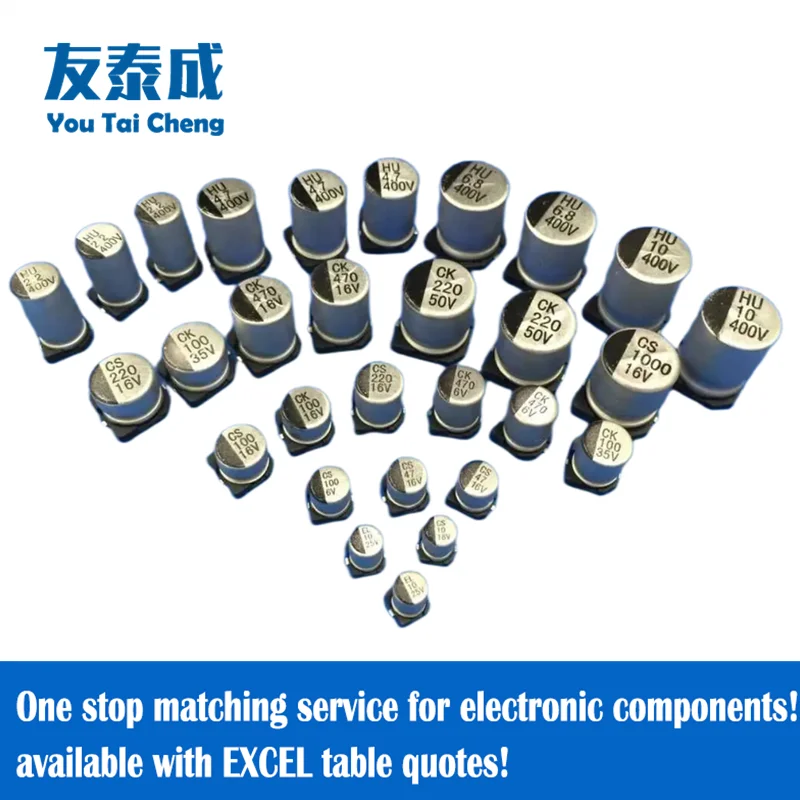 10PCS SMD Aluminum Electrolytic Capacitors 10UF 22UF 33UF 47UF 100UF 220UF 330UF 470UF 1000UF 6.3V 10V 16V 25V 35V 50V 63V 100V