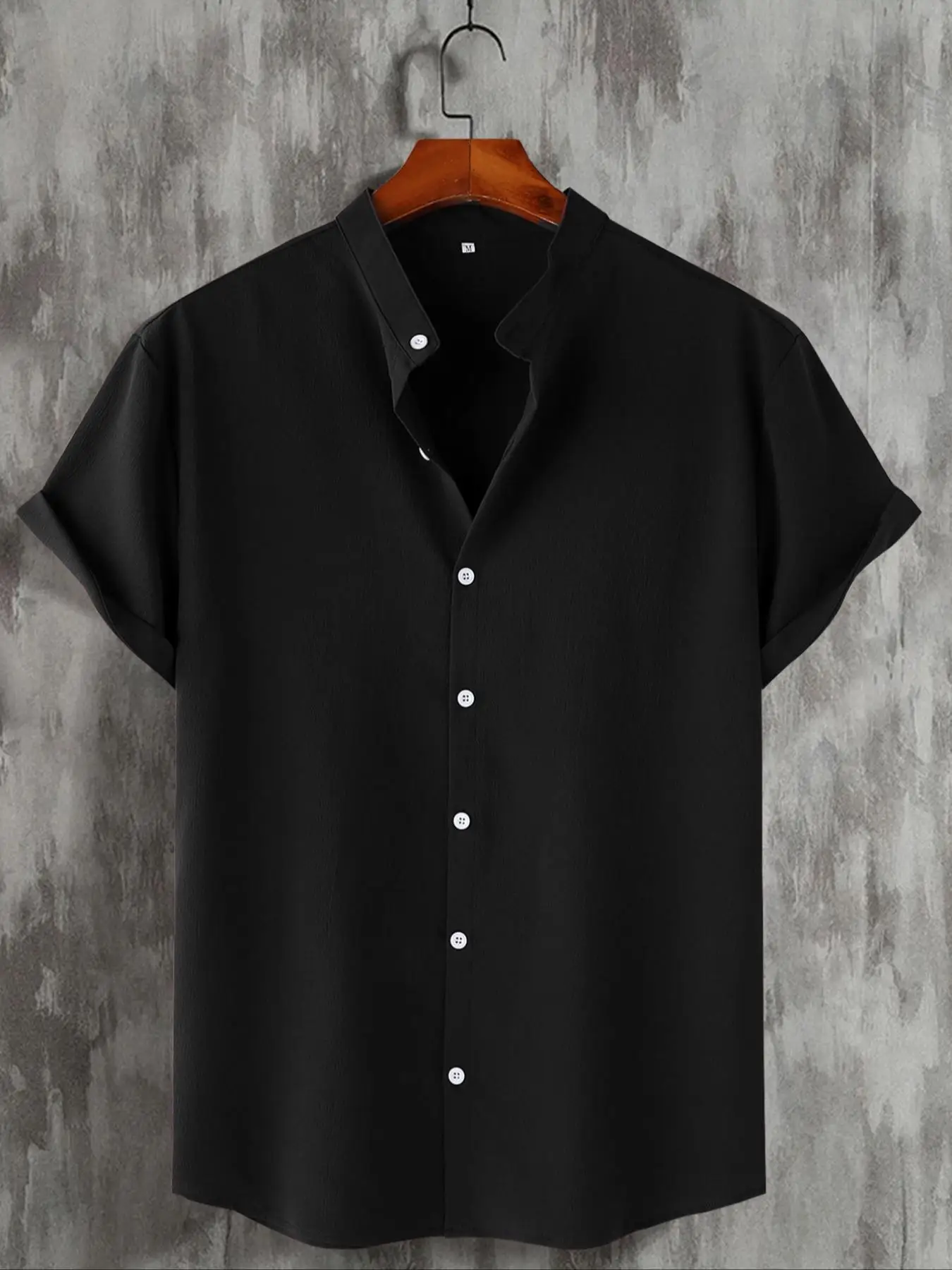 Summer Fashion Men's Short Sleeve Button Down Henley Shirts Casual Solid Beach Shirt