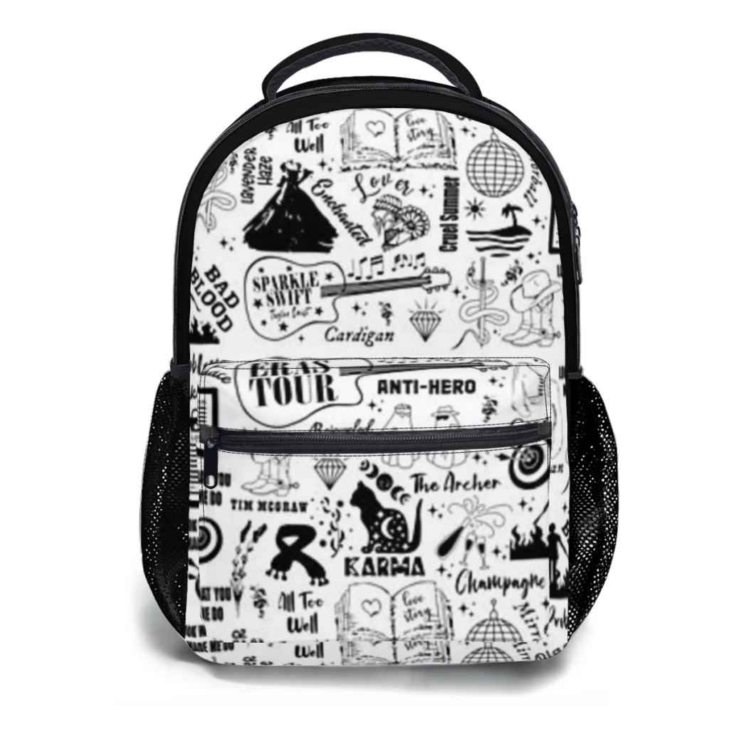 Taylor-Swift-Eras Tour - Pattern Doodle Versatile Backpack Large Capacity Waterproof Backpack Washable Computer Bag Unisex