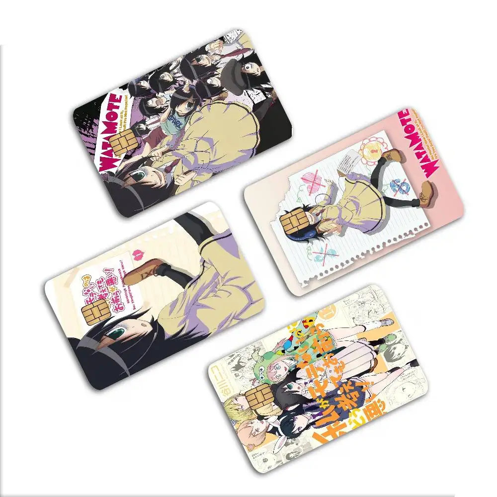 Anime W-Watamote Kuroki Tomoko Credit Card Skin Stickers No Adhesive Residue Water Proof for VISA Credit Card Subway Access Card