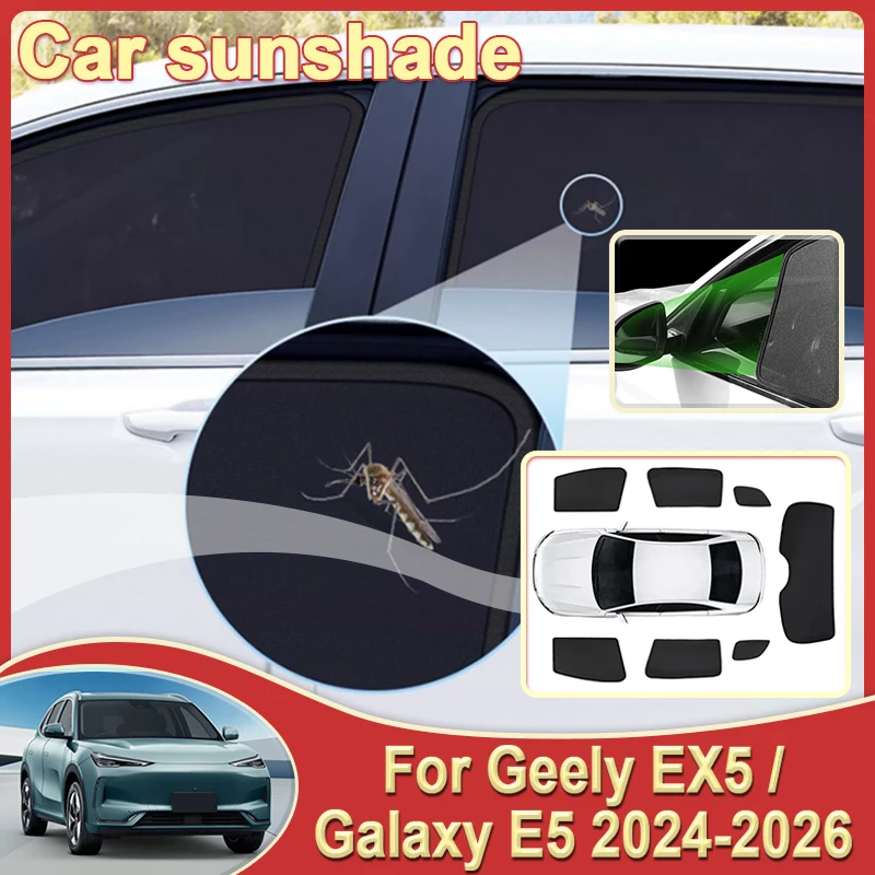 

Car Mesh Sunshades For Geely EX5 Galaxy E5 Proton e.MAS 7 2024 2025 2026 Auto Window Sun Visors Windshield Sun Shade Accessories