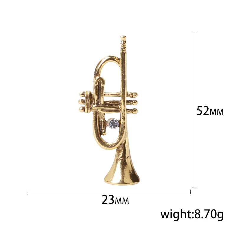 Creative Musical Instruments Brooch For Women Men Horn Hobby Music Alloy Pins Badges Clothing Suit Coat Accesories Retro Jewelry