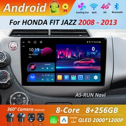 Bluetooth DSP Stereo Car Video Multimedia player for HONDA FIT JAZZ 2008 - 2013 WiFi Android System 4G GPS QLED Touch Screen