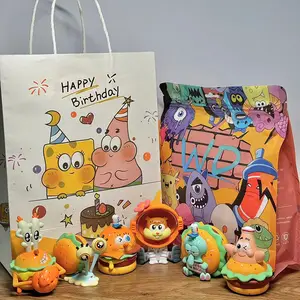 Blind box 6 pcs/set spongebob patrick gary sandy delicious crab hamburger figure collection model toys gifts 5 Main Sales Caixa Bob - №6