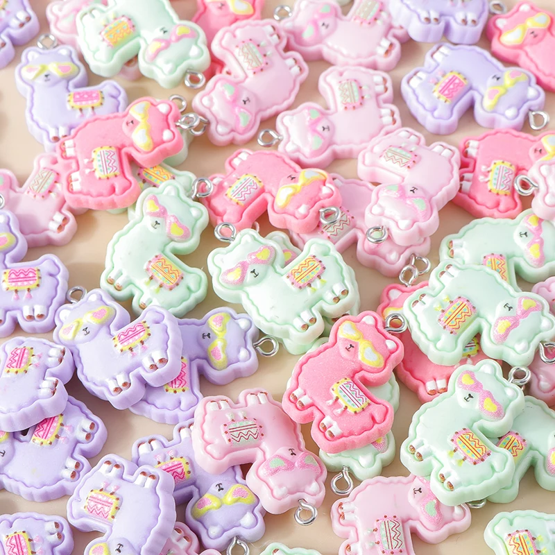 Leslie 15 Stück neue Kawaii-Harz-Alpaka-Charms für Tropfen-Ohrringe, DIY-Armband, Halskette, Schmuckherstellung, handgefertigte Anhänger – Detail 6