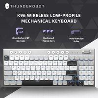 THUNDEROBOT K96 Wireless Mechanical Keyboard Low-profile Productivity Keyboard 98 Keys with Roller Marco Keys PBT Keycaps For PC