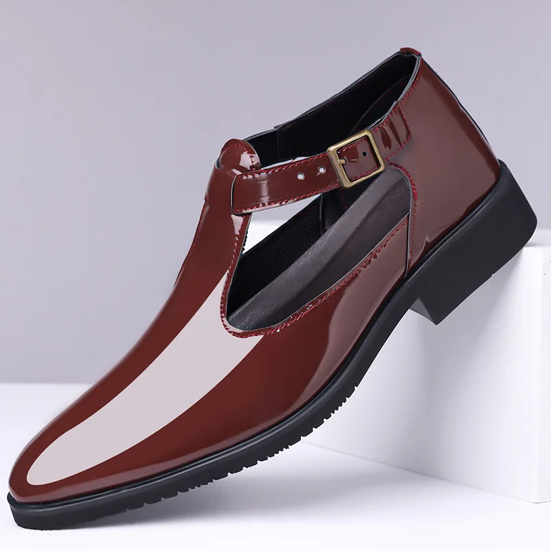 

Пляжные сандалии Сандалии-гладиаторы для мужчин Летняя обувь Итальянская повседневная обувь Мужские сандалии Лакированная кожа Модельерская обувь