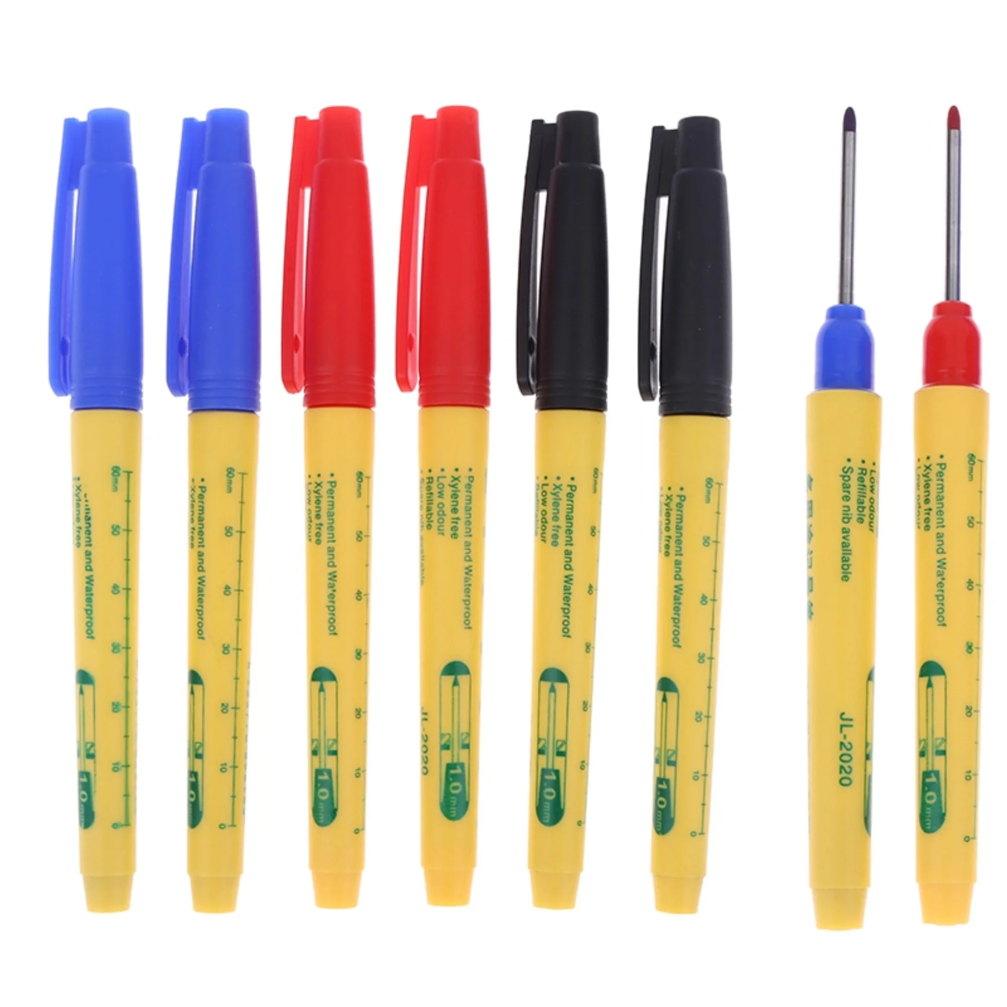 2PCS Blue/Red/Black 33mm Long Head Marking Pen Woodworking Decoration Deep Hole Waterproof Pen Woodworking Tools