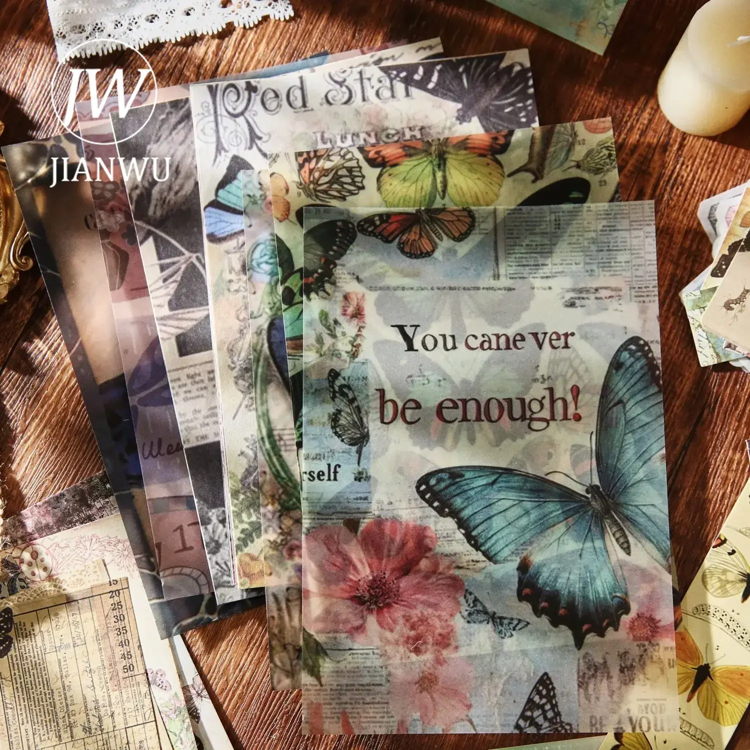 JIANWU Vintage Plant Flower Character Landscape Collage ScrapbookingMaterial Package Creative DIY Junk Journal  Stationery
