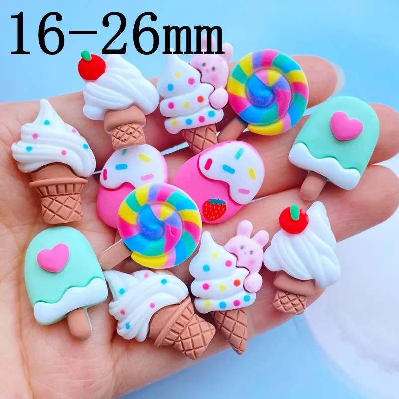 10pcs Colorful Resin Mini Lollipop, Ice Cream Flatback Cabochon Scrapbook Craft DIY Accessory Decor Figurine