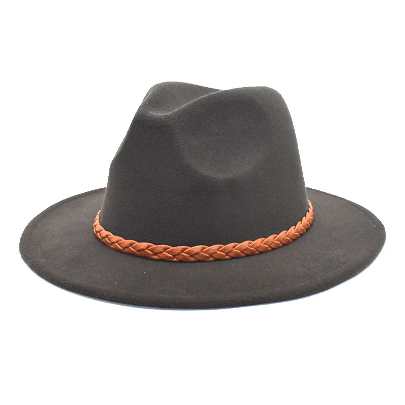 

Simple Denim Hat Casual Woolen Top Hat Versatile British Fashion Belt Jazz Hat