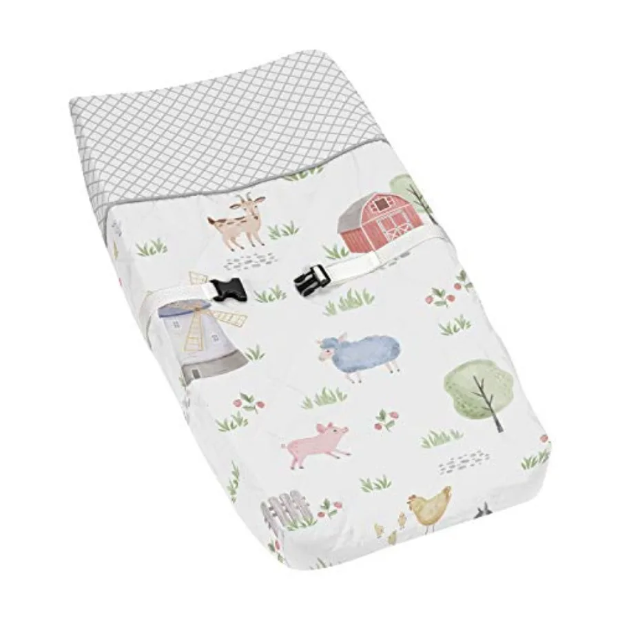 

Sweet Jojo Designs Boy or Girl Baby Nursery Changing Pad Cover - Watercolor house Lattice Horse Cow Sheep Pig