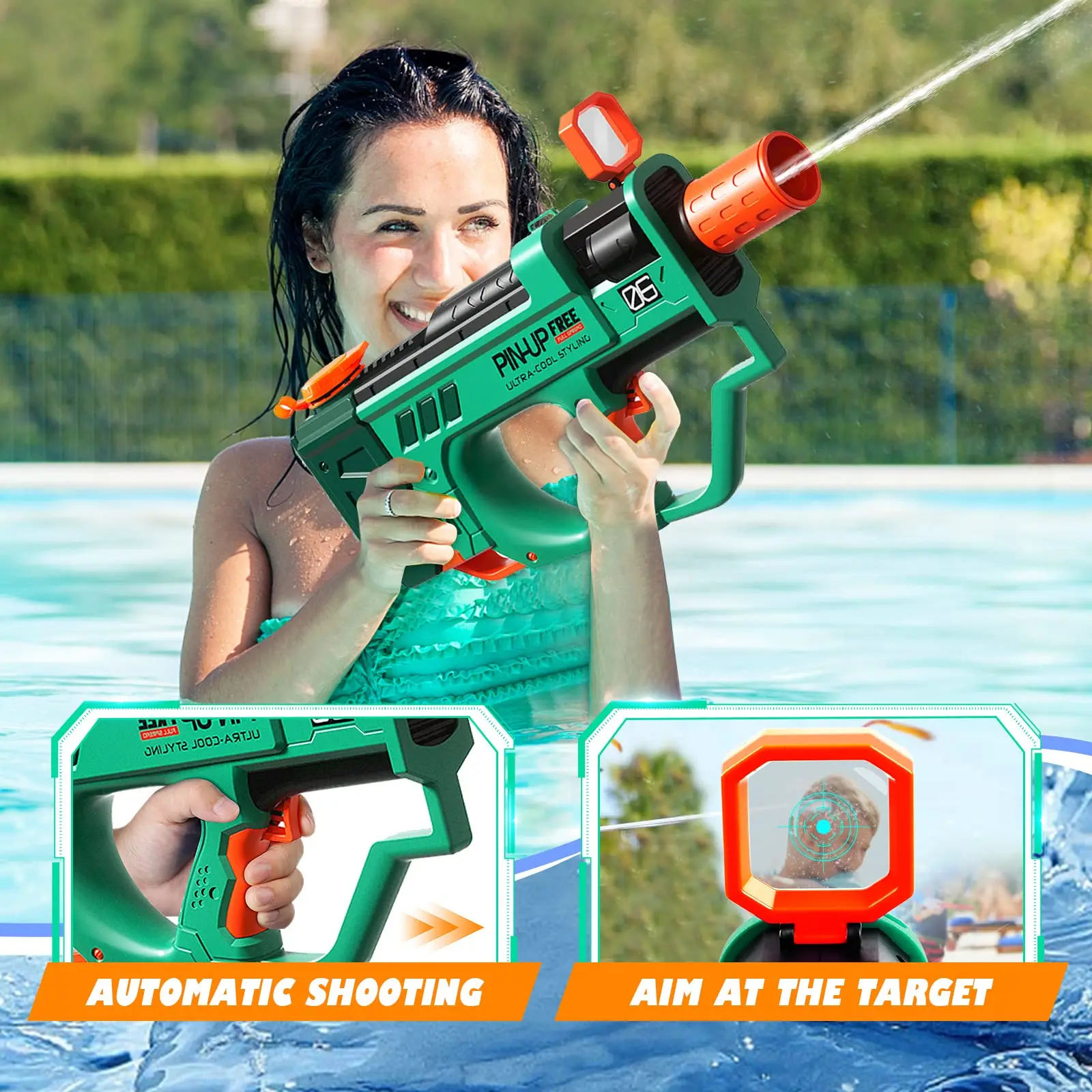 Electric Water Gun for Kids Adults 800cc & Excellent Range 32ft,Automatic Water Gun Summer Swimming Pool Party Beach