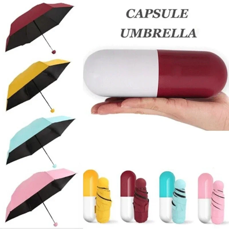 Capsule Umbrella Mini Light Small Pocket Umbrellas Anti-UV Folding Compact Cases