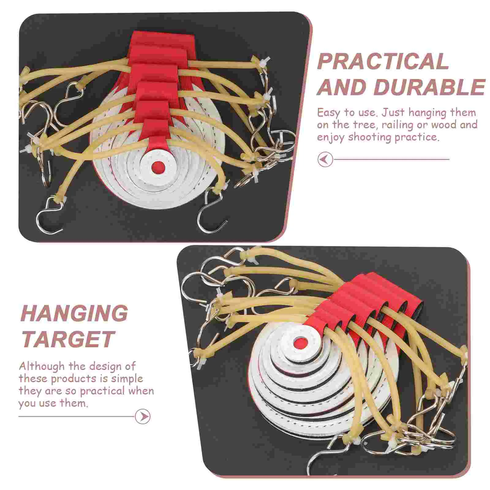 Tirachinas de 7 piezas, objetivo de entrenamiento de microfibra, juego colgante práctico y grueso