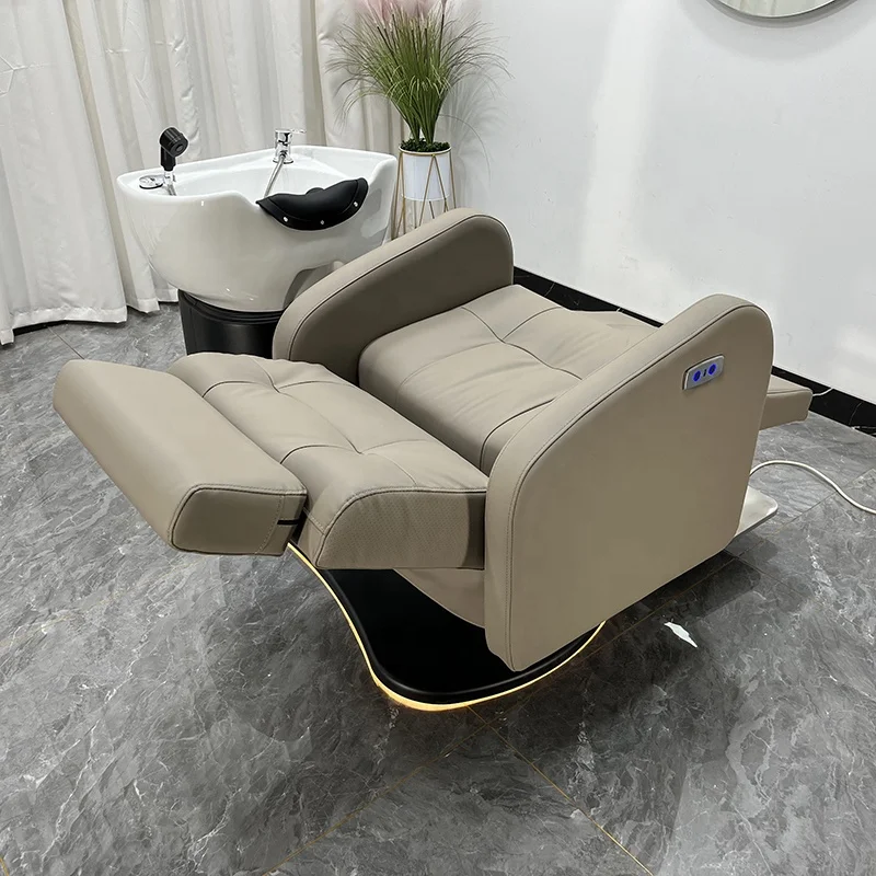 

Modern Beauty Salon Furniture Electric Shampoo Bed Luxury Rotatable Saloon Washing Sink with Chair for Sales