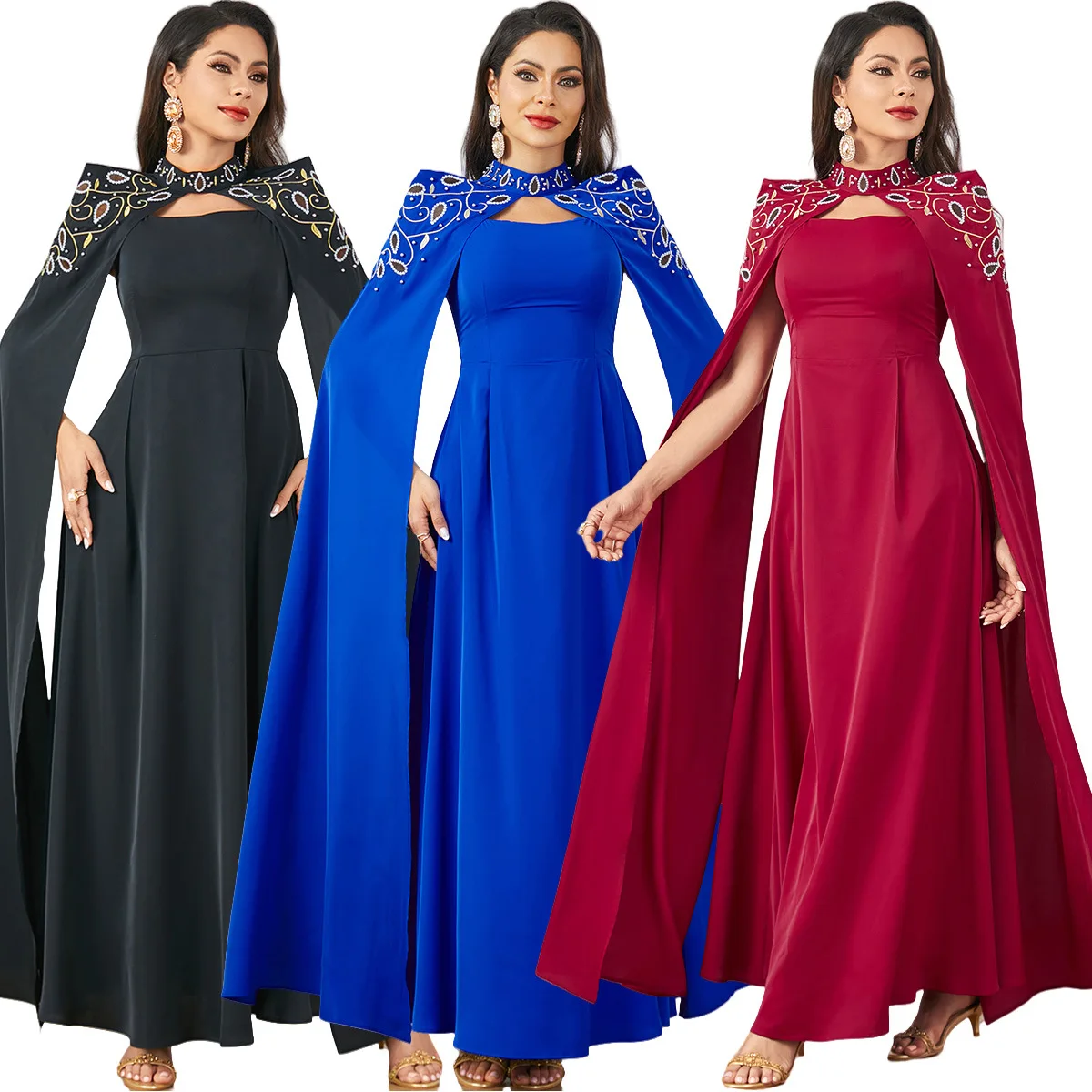 2024 New Sle Slim Fit Long Dr Two Piece Set Embroidered Beaded Gown without Sve Zipper Closure Women's Faion Dr