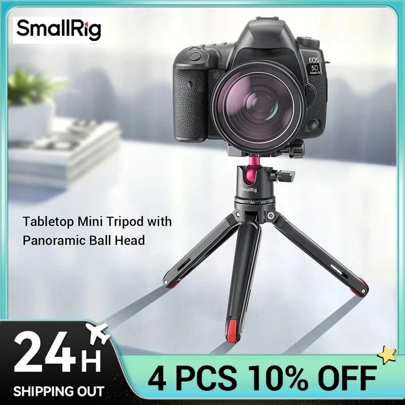 SmallRig Mini Tripod for Camera, Updated Desktop Tabletop Tripod with Arca-Type Compatible QR Plate, 360° Head and 1/4 Screws