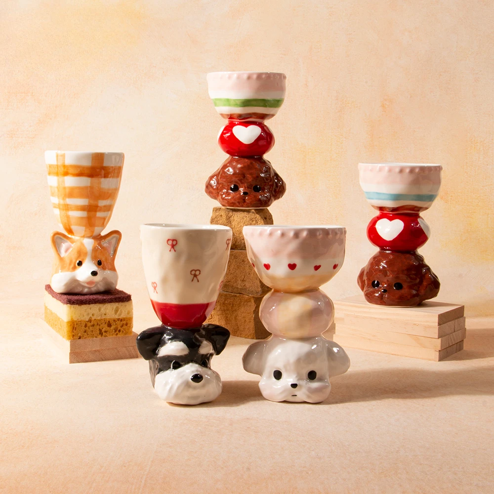 Cute puppy handmade ceramic cup