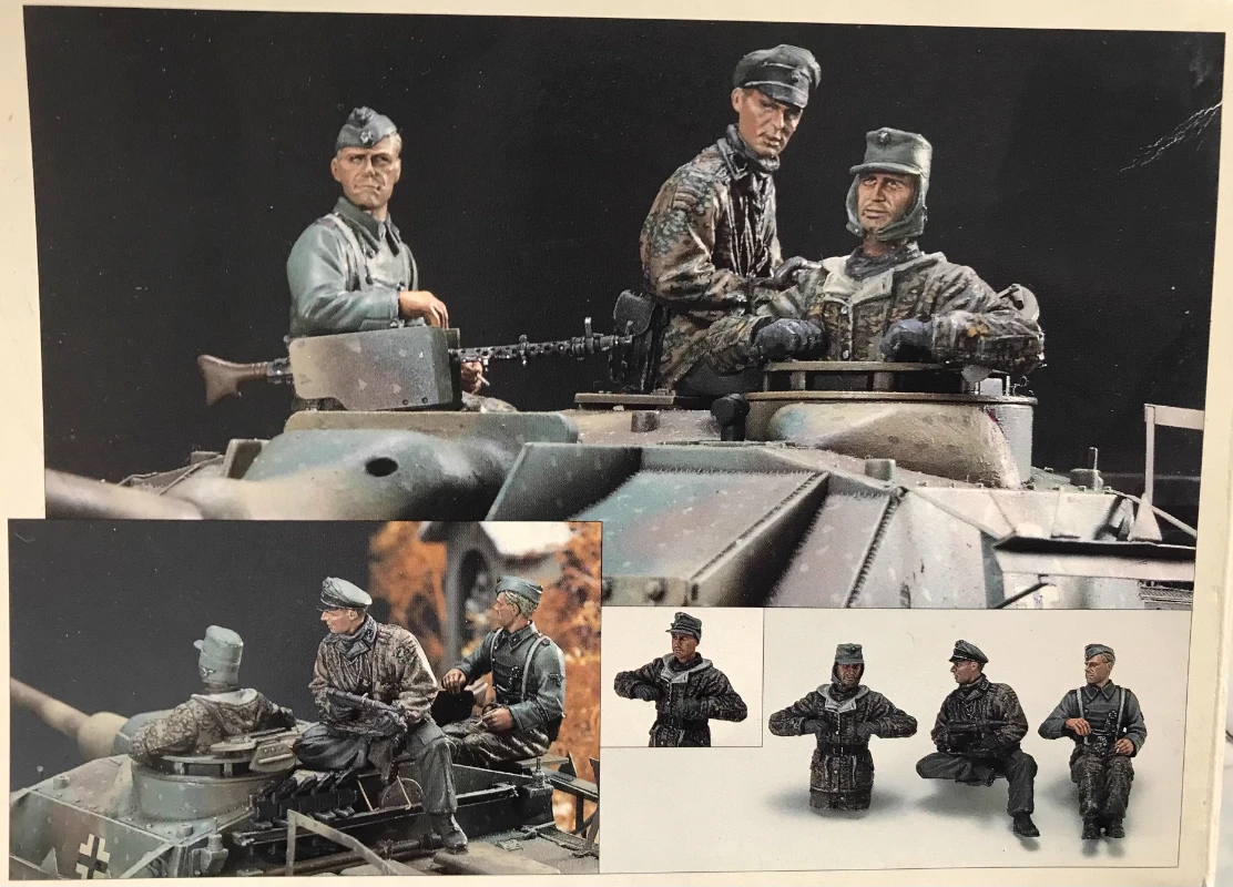 1/35 Resin Figure Soldier Model Kit II  Scene Armored Artillery Group (3 Person) Unassembled and Unpainted Toy Diorama CM2353