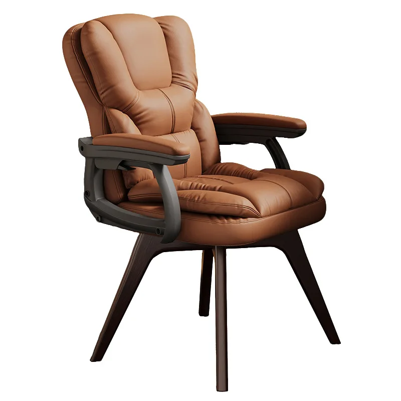 

Computer chair comfortable sedentary home study desk chair office bedroom wooden legs rotatable adult back chair