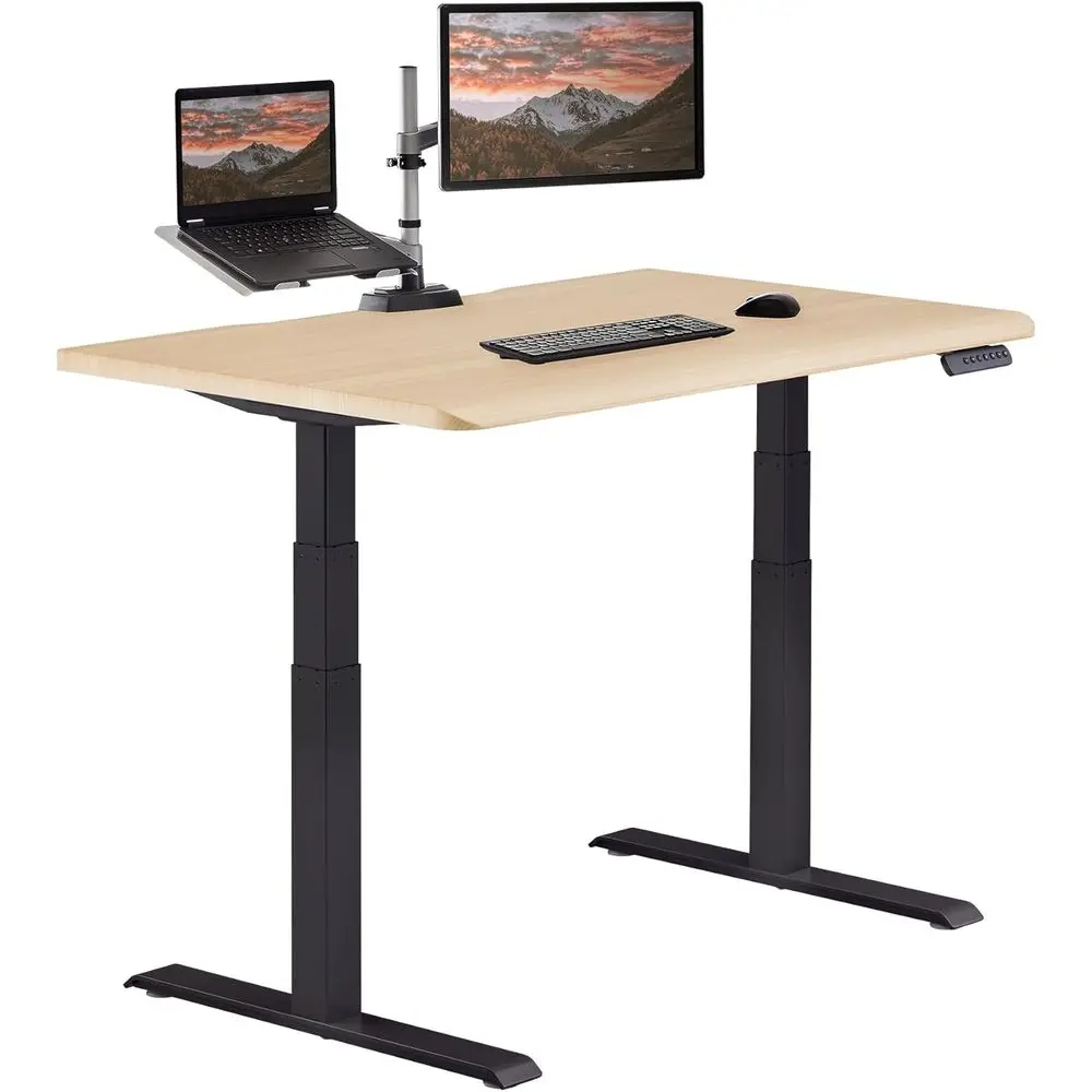 

Adjustable Electric Sit-Stand Desk, 48x30 Inches, Memory Presets, 220 LB Capacity, Light Wood Top/Black Legs