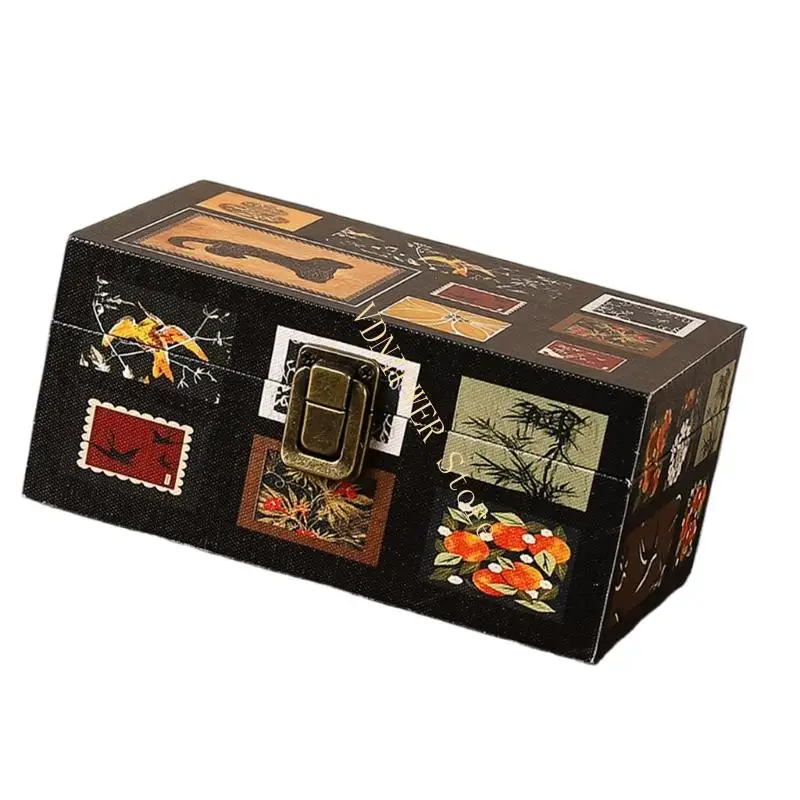 منظمو حالة المجوهرات الخشبية المحمولة مع عدم تشويه الحماية مربع D08E