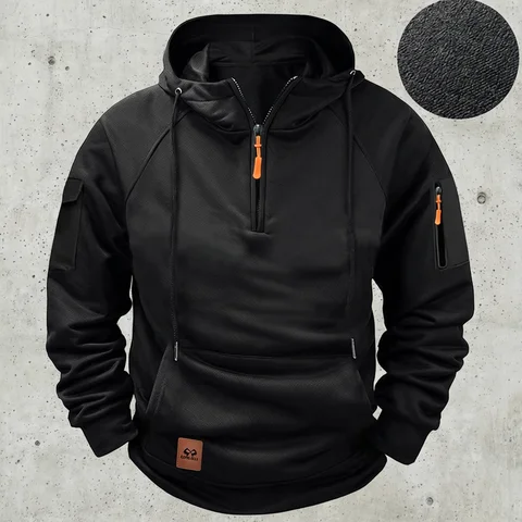 2025 New Men's Keep Warm Hoodie Streetwear Jacket Long Sleeve Sweatshirts Zipper Hooded Pullover Male Running Hooded Sweatshirt