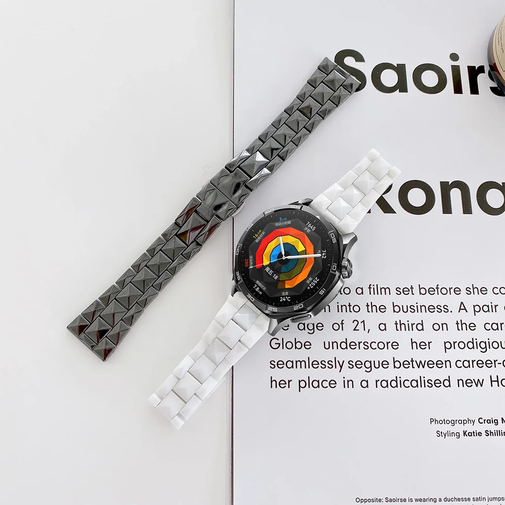 

Керамический ремешок 22 мм для Huawei Watch 4 3 Pro GT5 GT4 GT3 GT2-1 46 мм, металлический браслет с пряжкой-бабочкой для Amazfit GTR 4 3 47 мм