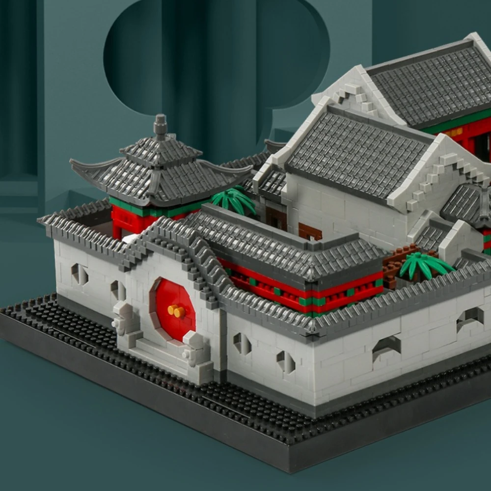 MOC Retro Haus Viereck Dwellings Baustein Set Traditionelle Siheyuan Architektur Spielzeug Für Kinder Geburtstag Urlaub Geschenk