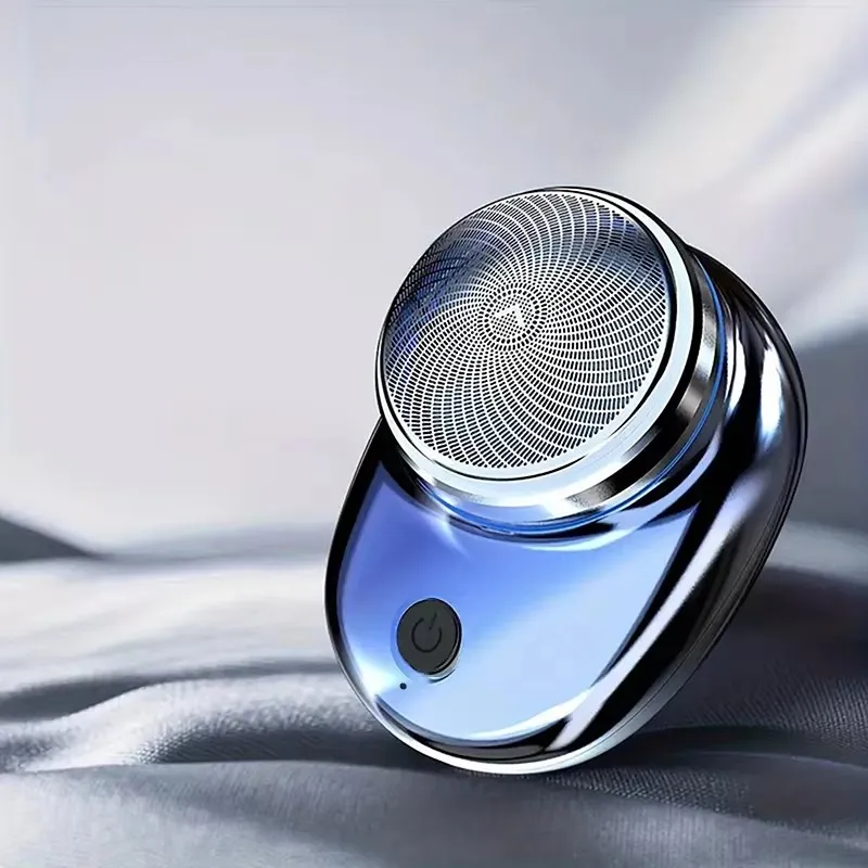 1PC-Mini Portable Electric Shaver with Washable Blades - Stylish Rounded Design | USB Rechargeable Electric Razor for Men