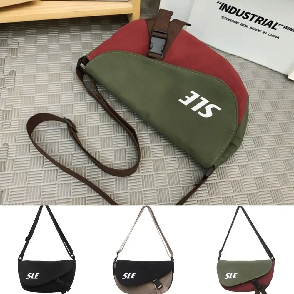 Nylon Male Crossbody Bag Adjustable Strap Color Contrast Harajuku Messenger Bag Multi Functional Durable Sports Shoulder Bag