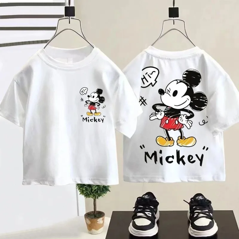 Personalized Disney Mickey children's summer new cute cartoon pattern printing simple fashionable short sleeve soft T-shirt