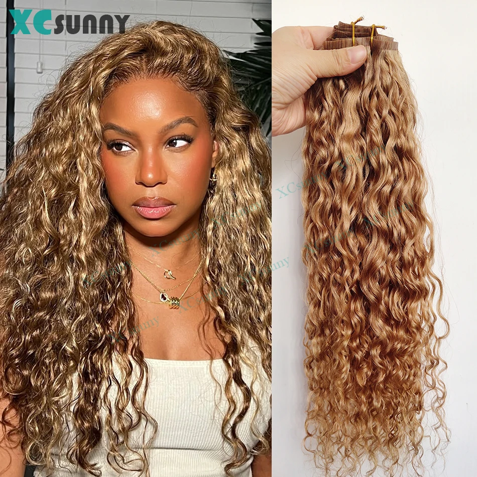 

PU Clip In Hair Extensions Curly Human Hair Clip Ins Seamless 27 Blonde Clip Ins Human Hair Curly For Women